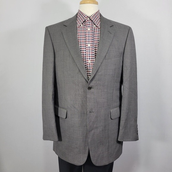 Stafford Men's Sport‎ Coat Blazer Two Button Gray Sharkskin Wool Solid Size 42L
